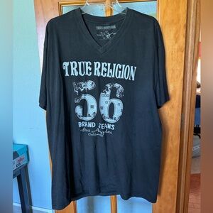 True Religion Black V-Neck Tee Shirt - Men's Size XXL